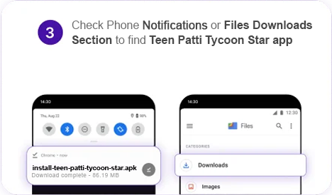 Check phone notifications - Teen Patti Tycoon Star APK